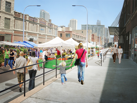 Sidewalk Render of Fulton Market